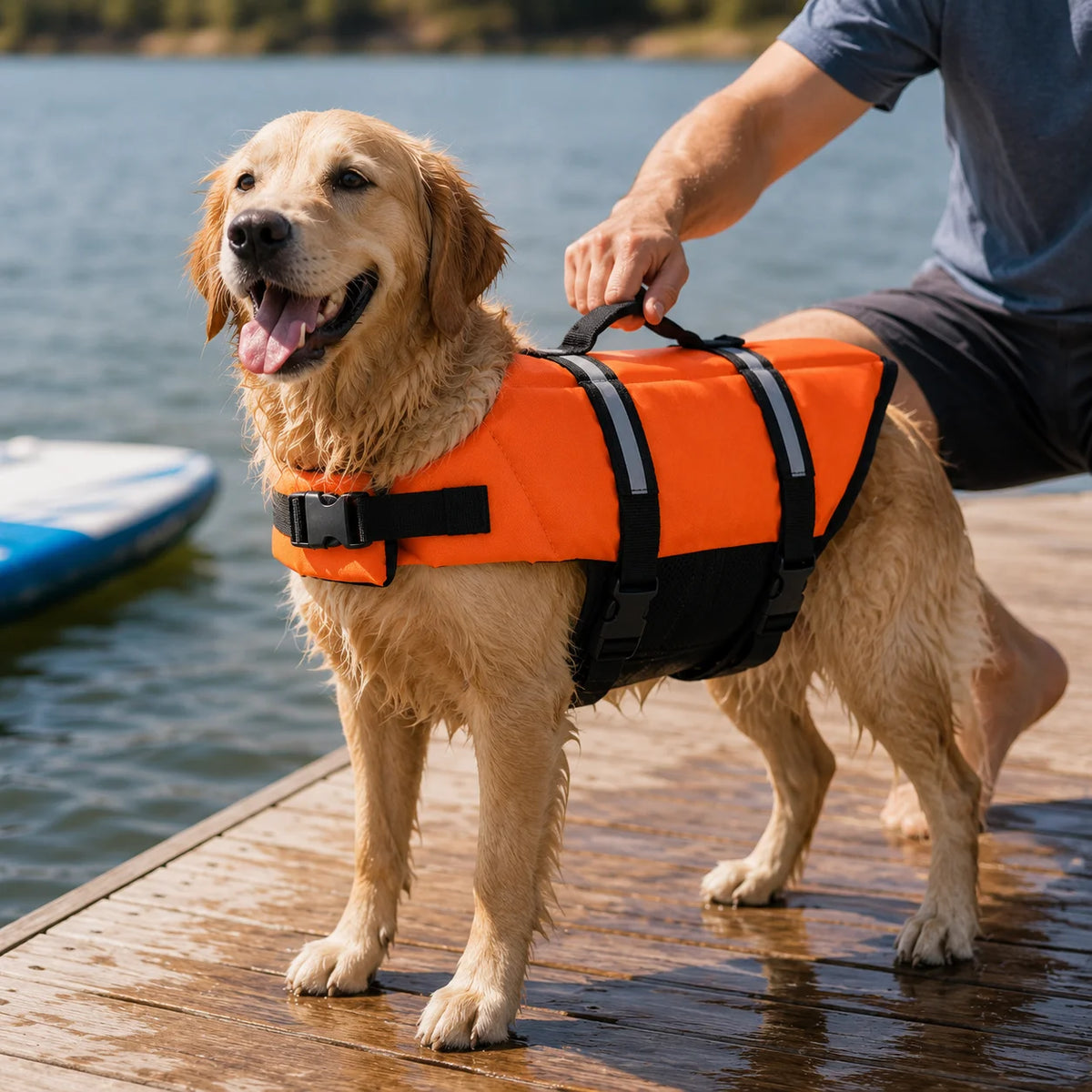 Dog Life Jacket Reflective Adjustable & with Rescue Handle