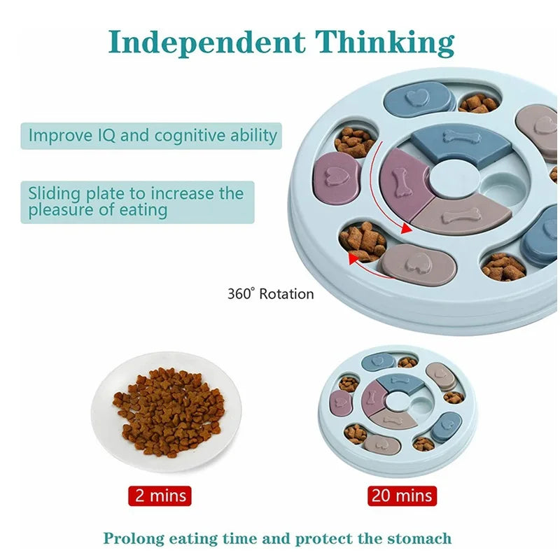 Dog or Cat Food Hiding Bowl, Slow Food Training, Educational Toy To Relieve Boredom. Pink or Blue.