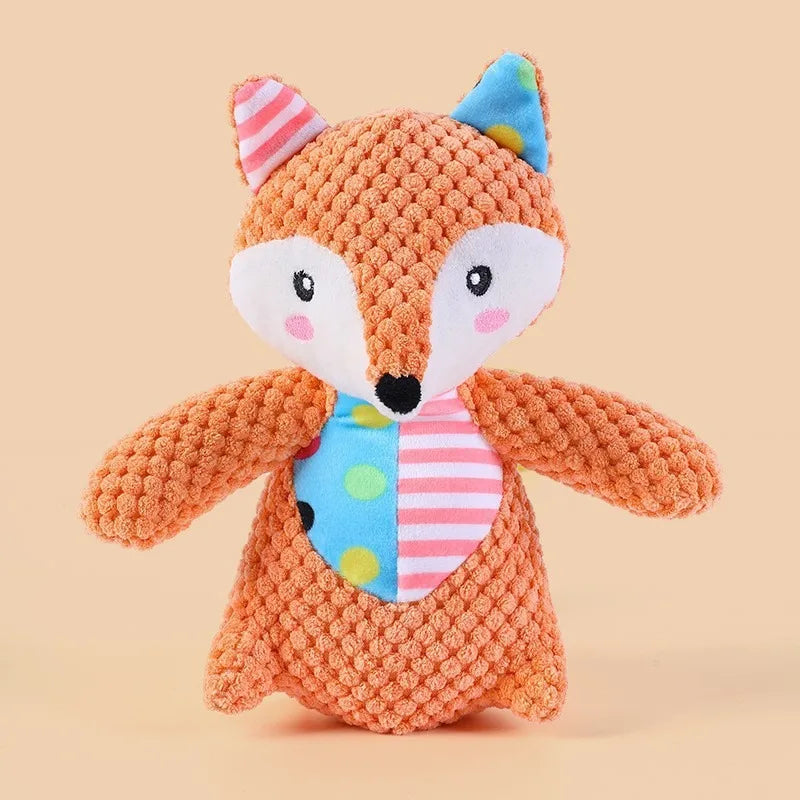Dog Chew Toy Cute Animals with Squeak, great for teeth cleaning and entertainment.