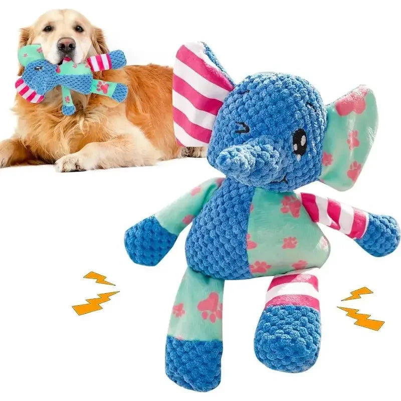 Dog Chew Toy Cute Animals with Squeak, great for teeth cleaning and entertainment.