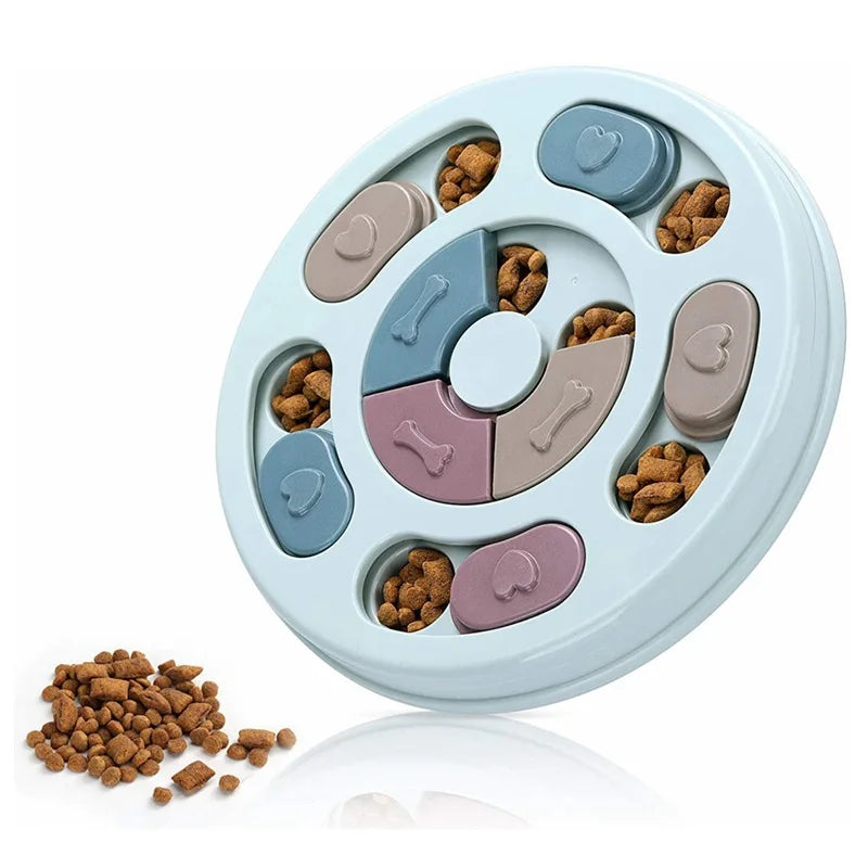Dog or Cat Food Hiding Bowl, Slow Food Training, Educational Toy To Relieve Boredom. Pink or Blue.