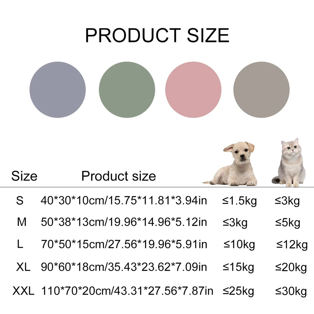 Pet Sofa Bed for Dogs or Cats in different colour & sizes - Pink, Green, Grey, Khaki