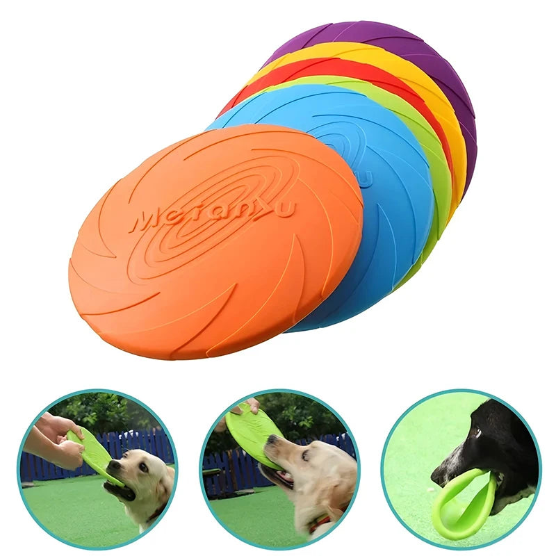 Dog Toys Silicone Flying Disc Multicolor Resistant Chew Toy Outdoor Game & Training
