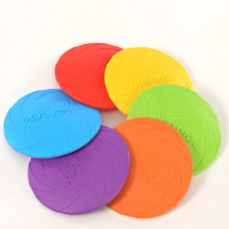 Dog Toys Silicone Flying Disc Multicolor Resistant Chew Toy Outdoor Game & Training