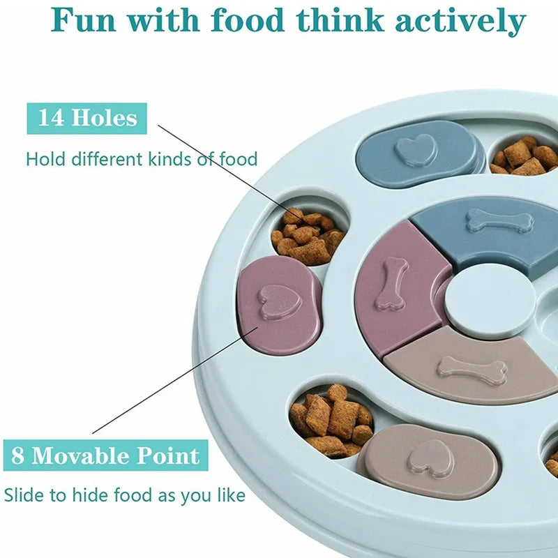 Dog or Cat Food Hiding Bowl, Slow Food Training, Educational Toy To Relieve Boredom. Pink or Blue.