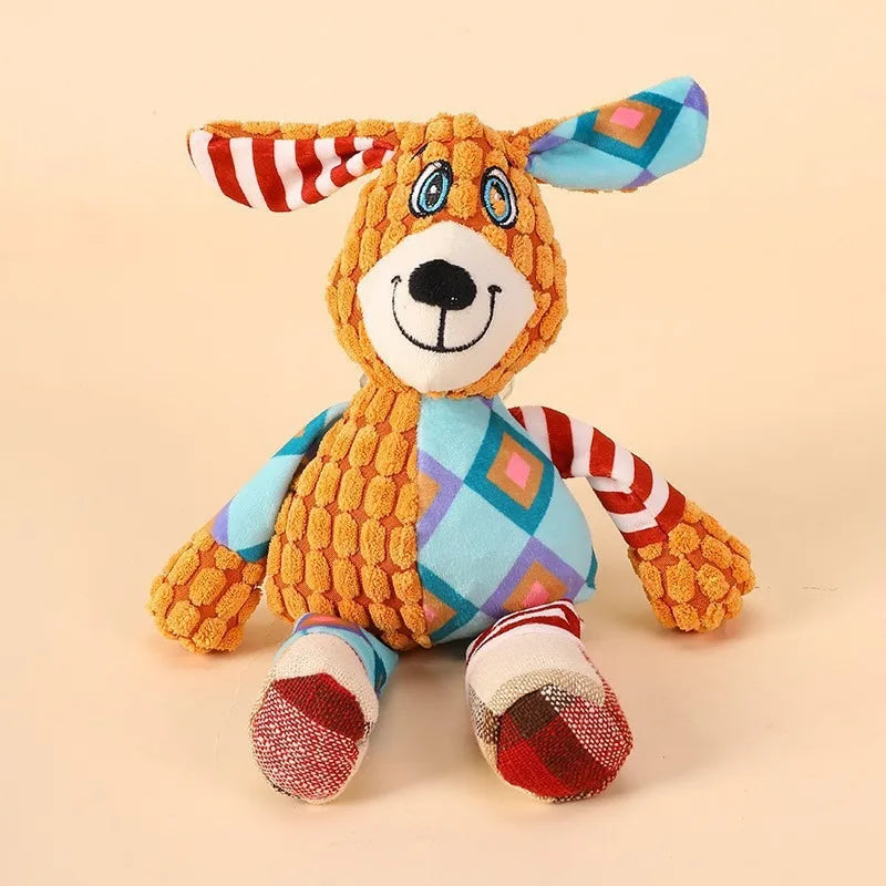 Dog Chew Toy Cute Animals with Squeak, great for teeth cleaning and entertainment.