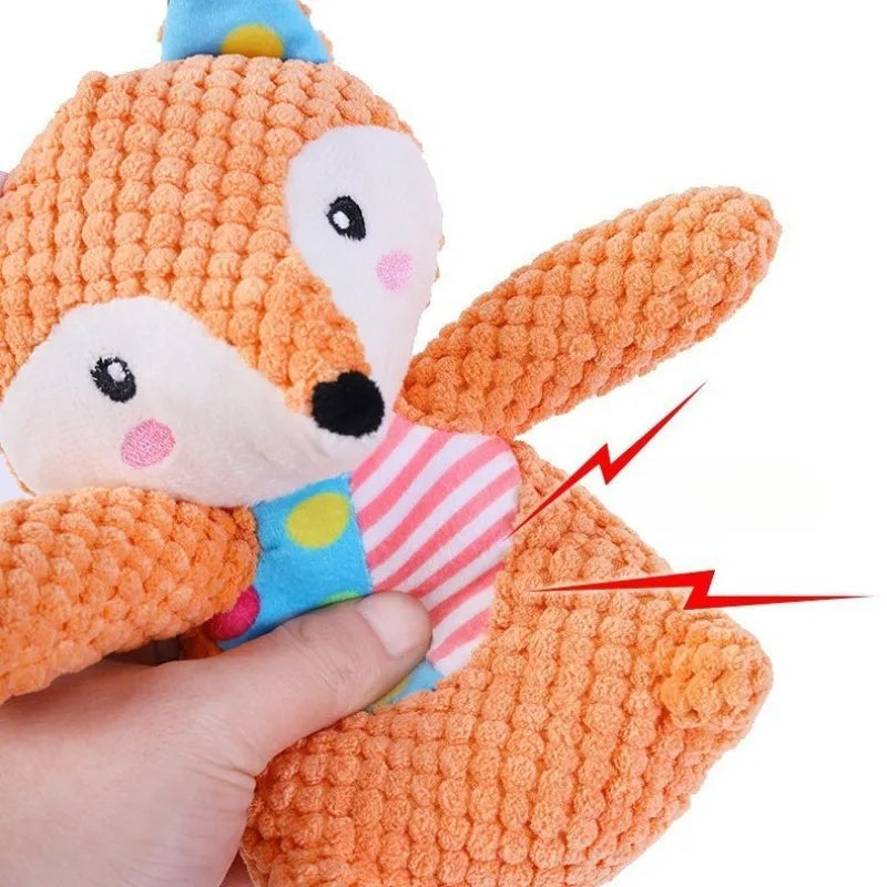 Dog Chew Toy Cute Animals with Squeak, great for teeth cleaning and entertainment.