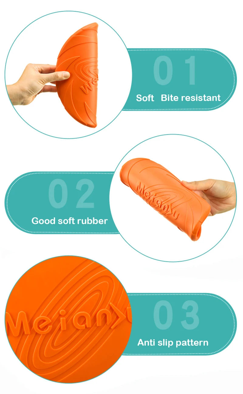 Dog Toys Silicone Flying Disc Multicolor Resistant Chew Toy Outdoor Game & Training