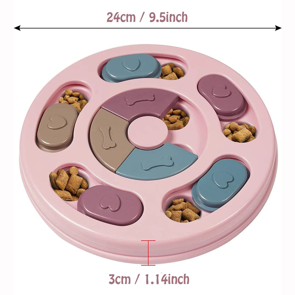 Dog or Cat Food Hiding Bowl, Slow Food Training, Educational Toy To Relieve Boredom. Pink or Blue.