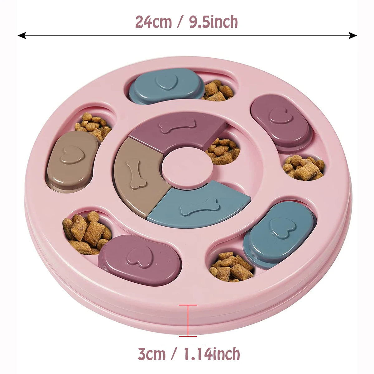 Dog or Cat Food Hiding Bowl, Slow Food Training, Educational Toy To Relieve Boredom. Pink or Blue.