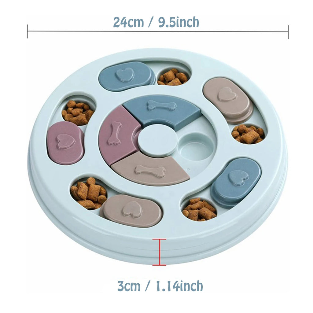Dog or Cat Food Hiding Bowl, Slow Food Training, Educational Toy To Relieve Boredom. Pink or Blue.