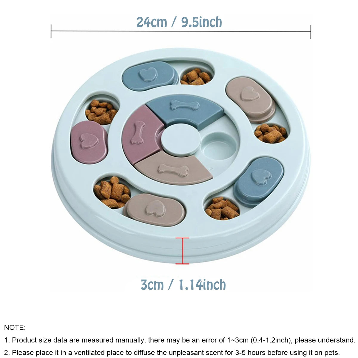 Dog or Cat Food Hiding Bowl, Slow Food Training, Educational Toy To Relieve Boredom. Pink or Blue.