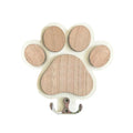 Paw Print Wooden Dog Leash Hanger Wall Hook for Collars & Leads in Black or White.